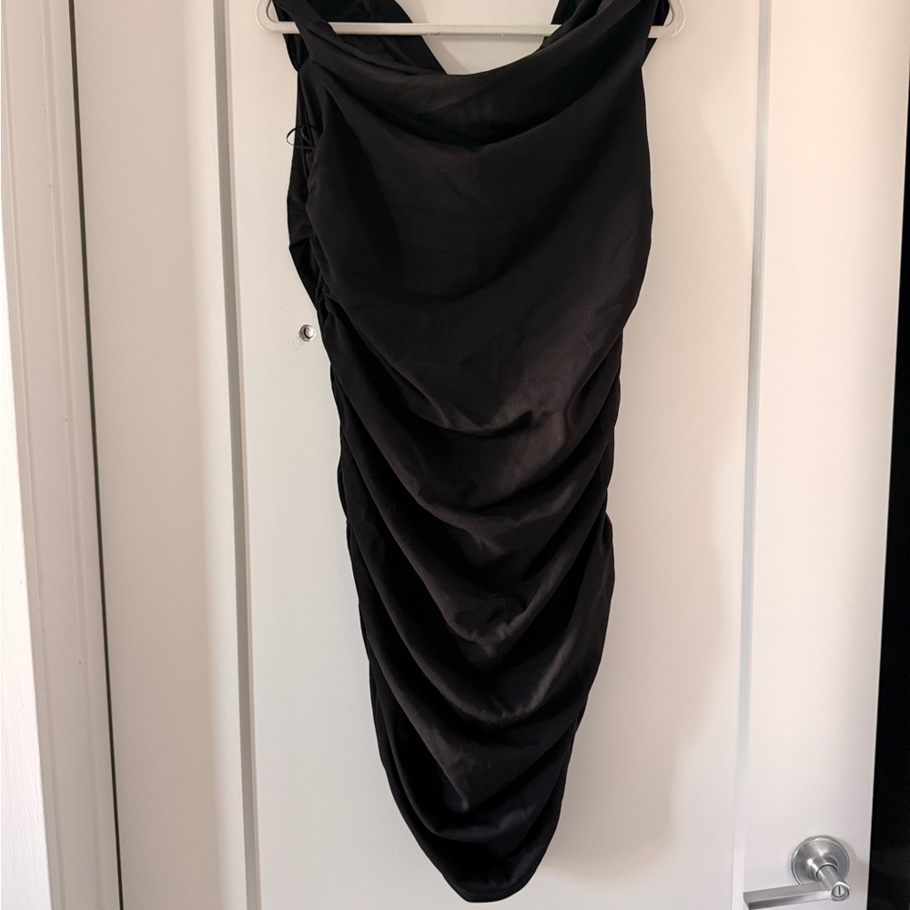 Abercrombie & Fitch Black Draped Midi Dress